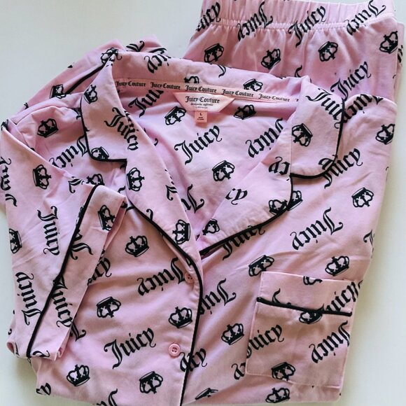 JUICY COUTURE Women's 2 Pc Pajama Set NWT Size L - Picture 1 of 8